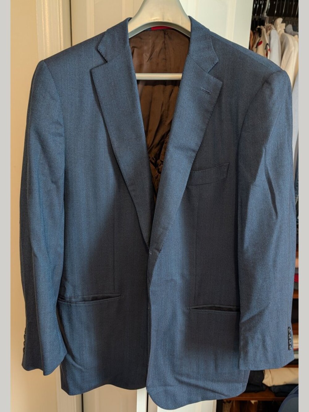 LNWOT Recent Isaia Napoli Blue Herringbone Wool Sport Coat Jacket EU58L (US46L)